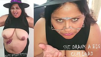 Cadılar Bayramı Temalı Porno Yıldızı, Muazzam Miktarda Sperm Tüketiyor