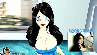 Animasyonlu Bayan Hannah Minx, Trende Büyük Doğal Göğüslerini Sergiliyor