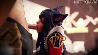 Ahri, Sevgilisinin Aletinden 3d Kalitesinde Sıvıyı Alıyor.