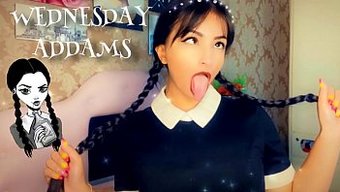 Cosplay Wednesday Addams Ile Ev Yapımı Blowjob